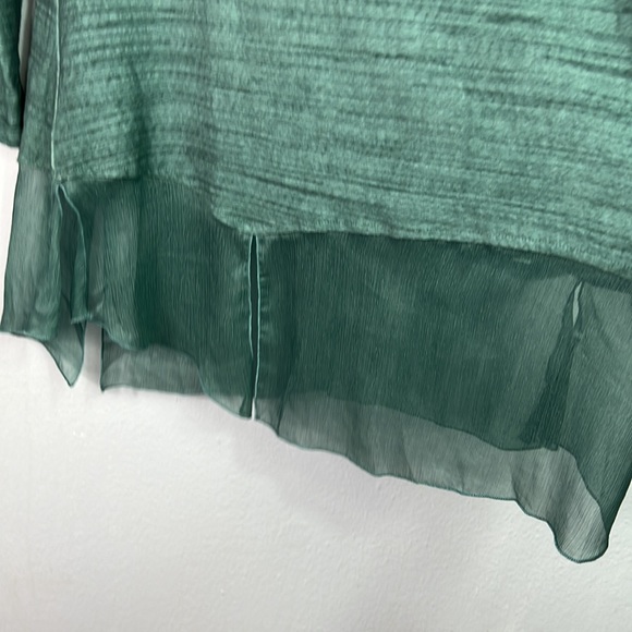 Ali Miles Heather Green 3/4 Sleeve Chiffon Hem Tunic Small - Picture 7 of 7
